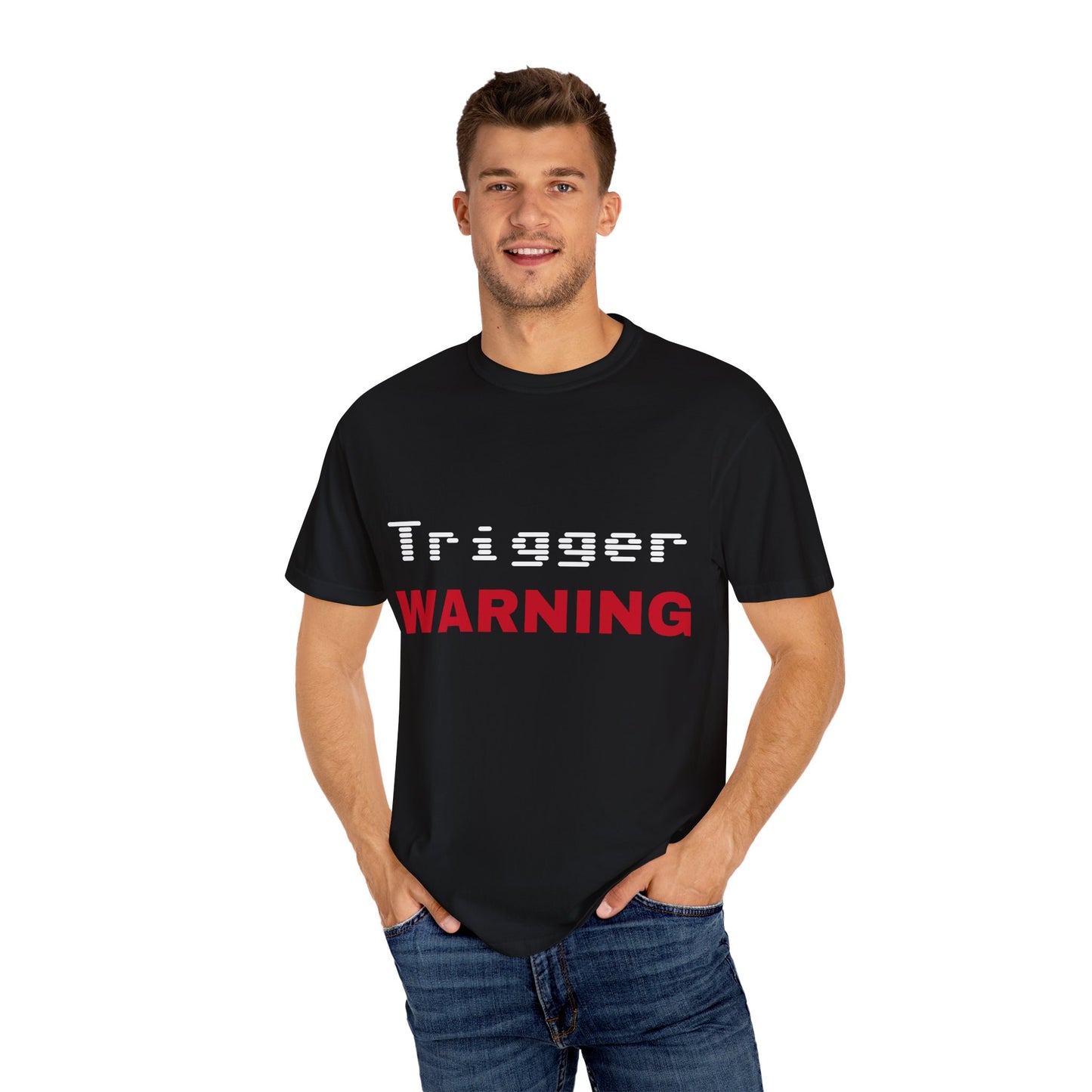 Trigger (Red) Warning Unisex T-shirt (Dark Colors)